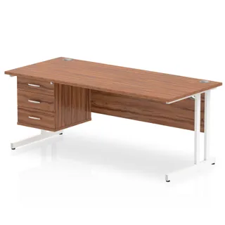 Impulse Cantilever Straight Desk With Single Fixed Pedestal