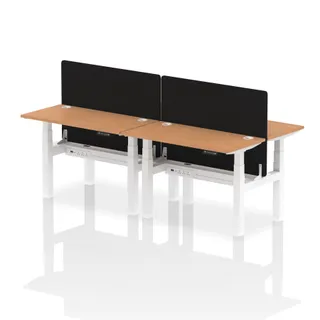 Air Back-to-Back Slimline Height Adjustable Bench Desk - 4 Person