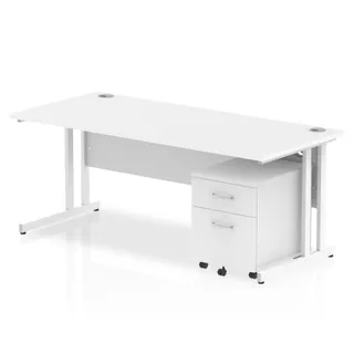 Impulse Cantilever Straight Desk With Mobile Pedestal