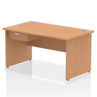 Impulse Panel End Straight Desk With Single One Drawer Fixed Pedestal