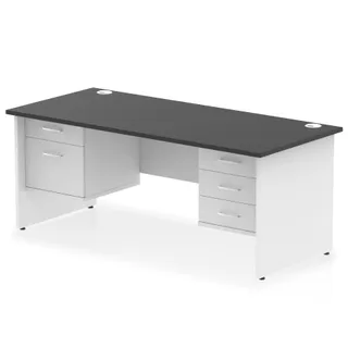 Impulse Panel End Straight Desk With Two Fixed Pedestal
