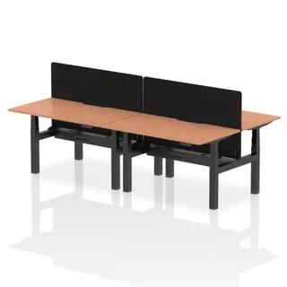 Air Back-to-Back Scalloped Edge Height Adjustable Bench Desk - 4 Person