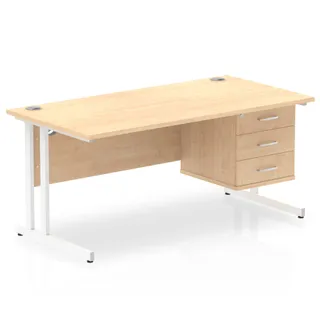 Impulse Cantilever Straight Desk With Single Fixed Pedestal