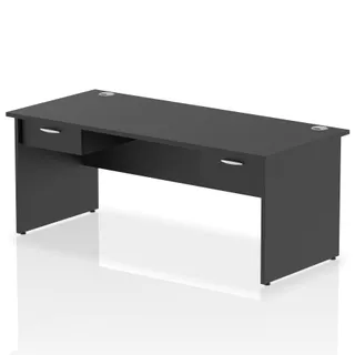 Impulse Panel End Straight Desk With Two One Drawer Fixed Pedestals