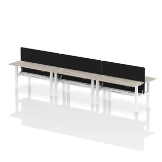 Air Back-to-Back Slimline Height Adjustable Bench Desk - 6 Person
