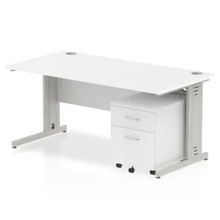 Impulse Cable Managed Straight Desk With Mobile Pedestal