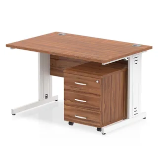 Impulse Cable Managed Straight Desk With Mobile Pedestal