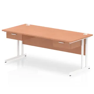 Impulse Cantilever Straight Desk With Two One Drawer Fixed Pedestals