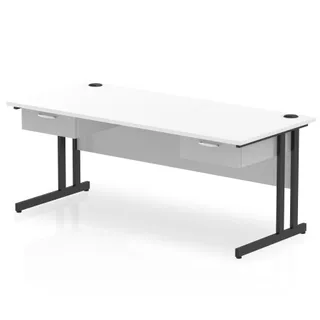 Impulse Cantilever Straight Desk With Two One Drawer Fixed Pedestals
