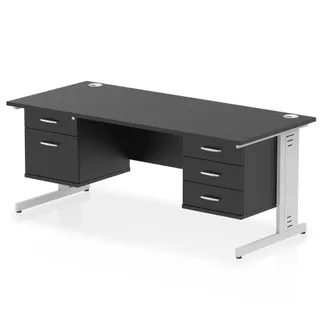 Impulse Cable Managed Straight Desk With Two Fixed Pedestal