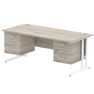 Impulse Cantilever Straight Desk With Two Fixed Pedestal