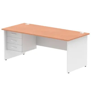 Impulse Panel End Straight Desk With Single Fixed Pedestal