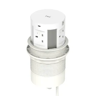 Volta Round Pop Up Power Unit 4x Socket Module with Wireless Charger