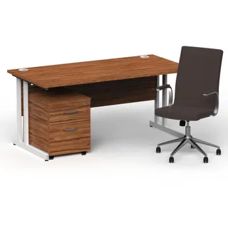 Impulse 1600mm Cantilever Straight Desk With Mobile Pedestal and Ezra Executive Chair