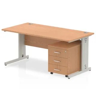 Impulse Cable Managed Straight Desk With Mobile Pedestal
