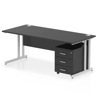 Impulse Cantilever Straight Desk With Mobile Pedestal