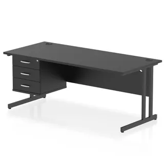 Impulse Cantilever Straight Desk With Single Fixed Pedestal