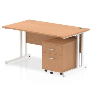 Impulse Cantilever Straight Desk With Mobile Pedestal