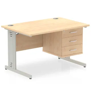 Impulse Cable Managed Straight Desk With Single Fixed Pedestal