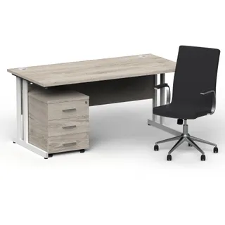 Impulse 1600mm Cantilever Straight Desk With Mobile Pedestal and Ezra Executive Chair
