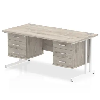 Impulse Cantilever Straight Desk With Two Fixed Pedestal