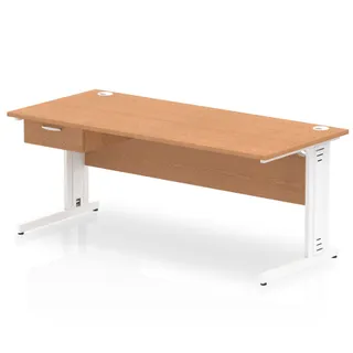 Impulse Cable Managed Straight Desk With Single One Drawer Fixed Pedestal
