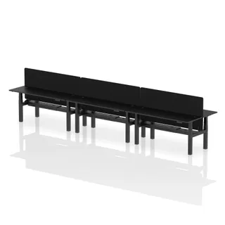 Air Back-to-Back Slimline Height Adjustable Bench Desk - 6 Person