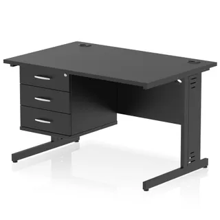 Impulse Cable Managed Straight Desk With Single Fixed Pedestal