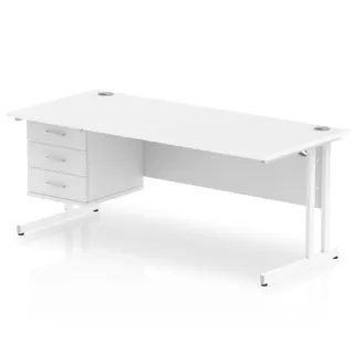 EE - Impulse Cantilever Straight Desk With Single Fixed Pedestal
