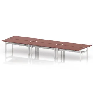 Air Back-to-Back Height Adjustable Bench Desk - 6 Person