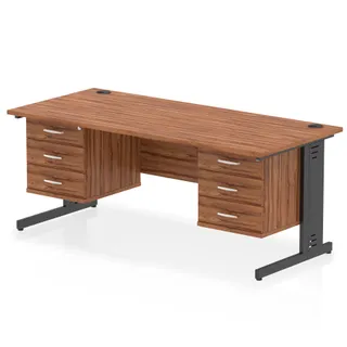 Impulse Cable Managed Straight Desk With Two Fixed Pedestal