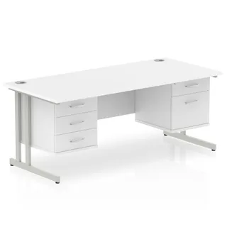 Impulse Cantilever Straight Desk With Two Fixed Pedestal