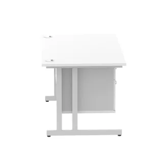 Impulse Cantilever Straight Desk With Single Fixed Pedestal
