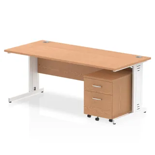Impulse Cable Managed Straight Desk With Mobile Pedestal