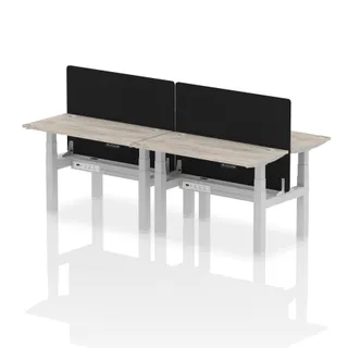 Air Back-to-Back Slimline Height Adjustable Bench Desk - 4 Person