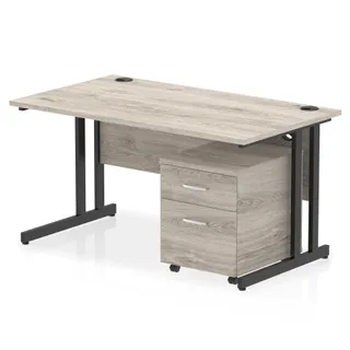 Impulse Cantilever Straight Desk With Mobile Pedestal