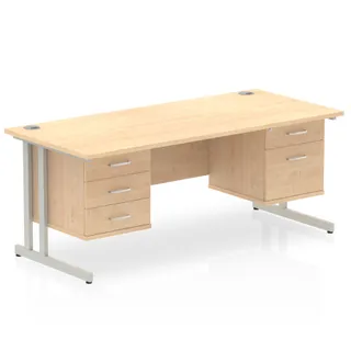 Impulse Cantilever Straight Desk With Two Fixed Pedestal