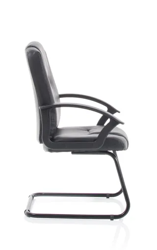 Bella Medium Back Black Bonded Leather Black Frame Cantilever Visitor Chair