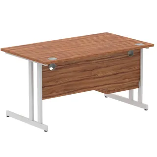 Impulse Cantilever Straight Desk With Single Fixed Pedestal