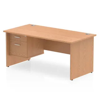 OE - Impulse Panel End Straight Desk With Single Fixed Pedestal
