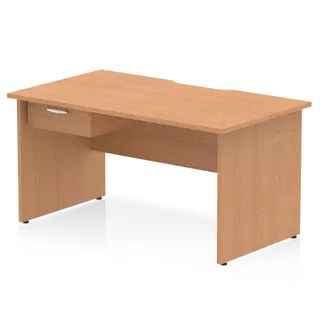 Impulse Scalloped Edge Panel End Straight Desk With Single One Drawer Fixed Pedestal