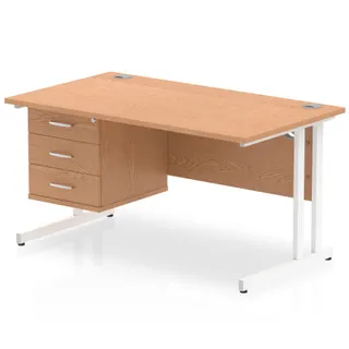 Impulse Cantilever Straight Desk With Single Fixed Pedestal