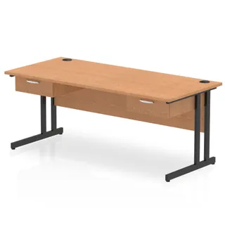 Impulse Cantilever Straight Desk With Two One Drawer Fixed Pedestals