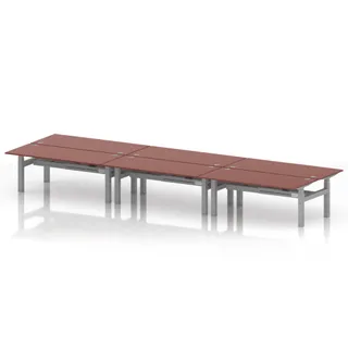 Air Back-to-Back Height Adjustable Bench Desk - 6 Person