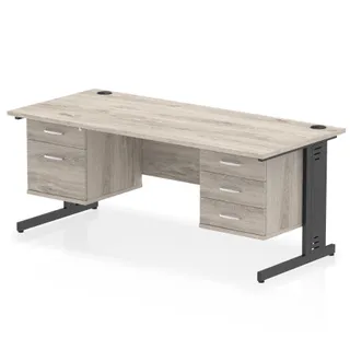 Impulse Cable Managed Straight Desk With Two Fixed Pedestal
