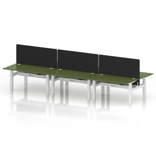 Air Back-to-Back Height Adjustable Bench Desk - 6 Person
