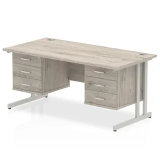 Impulse Cantilever Straight Desk With Two Fixed Pedestal