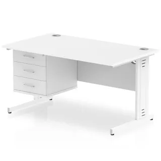 Impulse Cable Managed Straight Desk With Single Fixed Pedestal