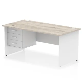 Impulse Panel End Straight Desk With Single Fixed Pedestal