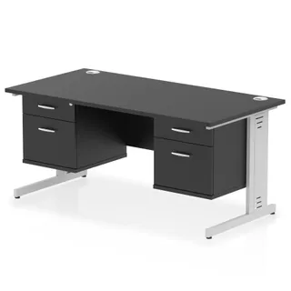 Impulse Cable Managed Straight Desk With Two Fixed Pedestal